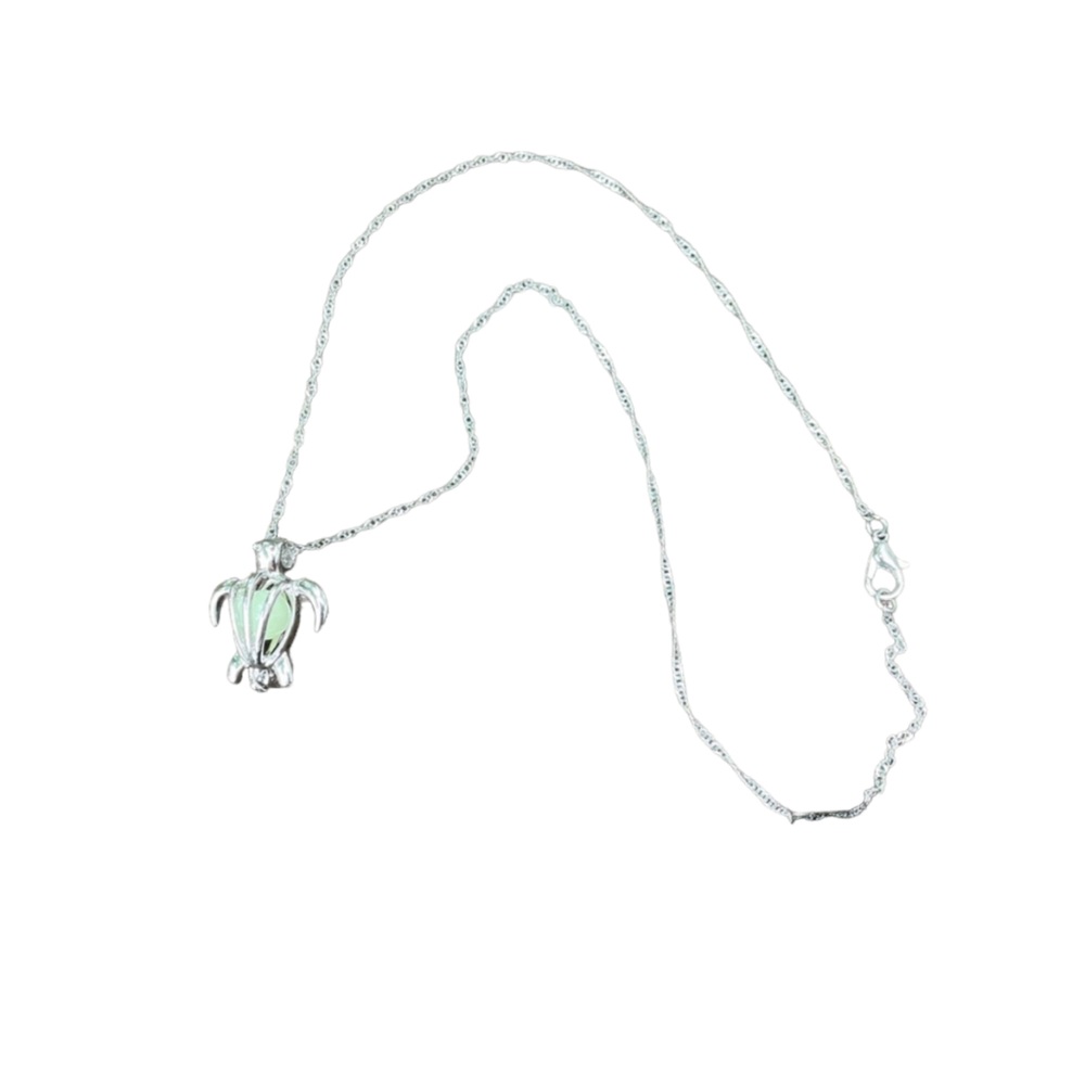 Silver Sea Turtle Pendant with Bead 18” chain Lobster clasp Fashion Jewelry - Picture 6 of 7